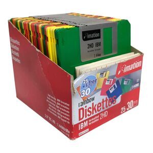 Lot 27 Imation IBM 2HD Formatted 1.44mb Diskettes Open Box Untested New Labels